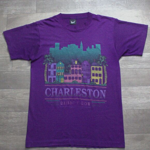 Vintage Charleston Shirt Size M Purple Single Stitch South Carolina Rainbow Row - Picture 2 of 6